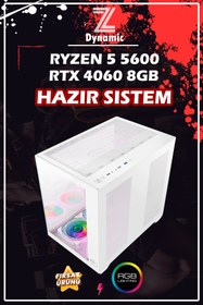 Resim Zeiron Dynamic X4060s Ryzen 5 5600 16GB DDR4 Ram 512GB NVMe M.2 SSD RTX4060 8GB Oyuncu Masaüstü Bilgisayar 