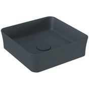 Resim Bocchi Slim Line Kare Lavabo 38x38 Cm Mat Antrasit 