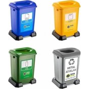 Resim Sıfır Atık Geri Dönüşüm Çöp Kovası 50 Litre 4Lü Set 