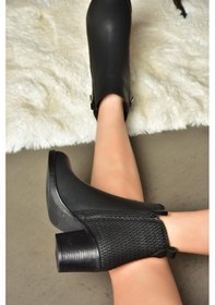 Resim Fox Shoes R674161009 Siyah Kalın Topuklu Kadın Bot Siyah 