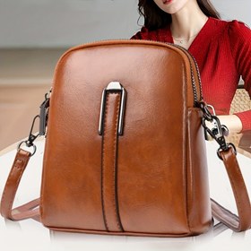 Resim Kadınların Retro Messenger Çantası, Çıkarılabilir Askılı, Düz Renkli, Fermuarlı, Polyester Astarlı, Metal Dekorlu - Siyah/Sarı/Pirinç/Açık Kahverengi 