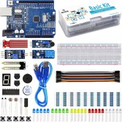 Resim Arduino Uno R3 Başlangıç ​​Kitsi ile Başlangıç ​​Kitsi, Öğretici Kod, Arduino Kiti, Bant Kelepçesi, Kelepçe Kablosu, Led Diyotları, Engel Giderme Modülü 