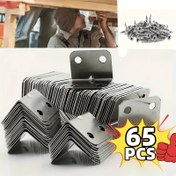 Resim 65 adet Paslanmaz Çelik L-Şekilli Köşe Destekleri - Ahşap Mobilya, Masalar, Sandalyeler ve Dolapları Güçlendirmek İçin Dayanıklı Metal Dik Açı Destekleri - Vidalarla Kolay Kurulum Bağlantı Elemanları, Ahşap Mobilya Desteği | Şık Metal Destekleri | Dayanıklı İnşaat 