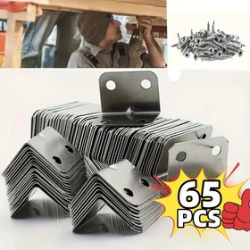 Resim 65 adet Paslanmaz Çelik L-Şekilli Köşe Destekleri - Ahşap Mobilya, Masalar, Sandalyeler ve Dolapları Güçlendirmek İçin Dayanıklı Metal Dik Açı Destekleri - Vidalarla Kolay Kurulum Bağlantı Elemanları, Ahşap Mobilya Desteği | Şık Metal Destekleri | Dayanıklı İnşaat 