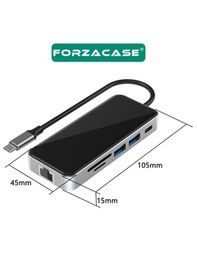 Resim Forzacase Type-c To Hdmı 5 Usb 3.0 Rj45 Usb-c 60w Tf Ve Sd Dönüştürücü 10in1 Hub - Fc1153 