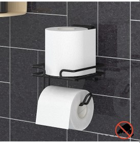 Resim Teknotel Easyfıx Yapışkanlı Yedekli Tuvalet Kağıtlık Mat Siyah Ef 