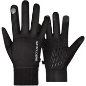 Resim Mufunye Erkekler İçin Kışlık Isı Sağlayan, Su Geçirmez, Rüzgar Dayanıklı, Dokunmatik Ekranlı, Moto-seyahat Ve Eldiveni Siyah Xl 