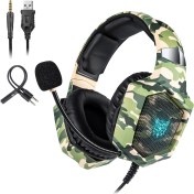 Resim Digital Computer Home Onıkuma K8 Kamuflaj Çok Yönlü Mıc USB Gaming Headset Kablolu Kulaklık-Yeşil (Yurt Dışından) 