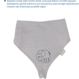 Resim Babyjem Emzik Askılı Müslin Mama Önlüğü Gri 
