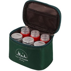 Resim Dofolink Taşra Piknik Ve Barbekü İçin 6'lı Taşınabilir Baharat Seti - 3 Yağlı 3 Toz Baharat Kabı İle Oxford Kumaş Çanta Koyu Yeşil Çok Renkli 