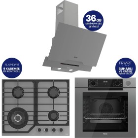 Resim Ferre Steamart-Fryart-Silentart Serisi Gri Set ( QEP64CPR+NT028-WFA+D065-SA ) Döküm Izgara 