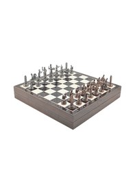 Resim Gifthome Orta Boy Metal Yunan Mitolojisi Satranç Tk. Antik Ve Ceviz Desenli Sandıklı Mdf Tahtası 36x36 Cm. 