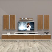 Resim Ekoflex 8d Slm Krom Ayaklı Tv Ünitesi Tv Sehpası - Beyaz - Ceviz 