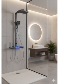 Resim Premium Dijital Piyano Duş Seti - Led Isı Göstergeli Ve Renk Değiştiren Ambiyanslı Tam Bakır Gövde Krom 