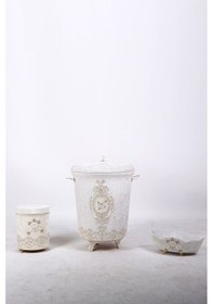 Resim Lisa Krem 3'lü Çeyizlik Banyo Kirli Çamaşır Sepeti Seti Krem 