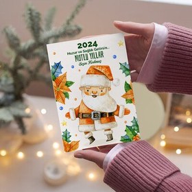 Resim Noel Baba Tasarımlı Mesajlı Kartpostal 