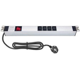Resim 19" 1U 4 C13 Soket On/Off Anahtarlı Alüminyum Rack Kabin Priz Pdu 