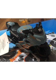 Resim Oyuncak Sürtmeli Polis Motorsikleti 15 Cm Haki Gri Model Motorsiklet 