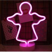 Resim Vkemall Pembe Melek Şekilli Led Gece Lambası - Usb Ve Pil İle Çift Kullanımlı Dekoratif Aydınlatma Diğer 