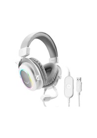 Resim Fifine Ampligame H6 Mikrofonlu Gaming 7.1 Beyaz Rgb Kulaklık H6w 
