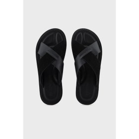 Resim Emporio Armani Deri ve Süet Detaylı Çapraz Çift Bantlı Terlik Erkek Terlik X4P124 XR340 K001 