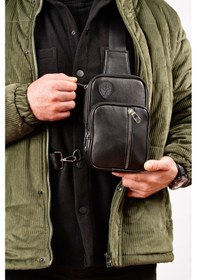 Resim Unisex Hakiki Deri Usb Çıkışlı Mini Çapraz Çanta Siyah 