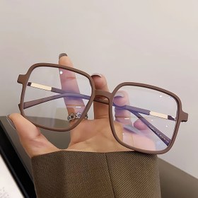 Resim 1 Adet Kadın Kare Gözlük - Kaplumbağa Kabuğu Tarçınlı Çerçeve & Şeffaf Numarasız Cam, Minimalist Tam Kenarlık Çerçeve Günlük Kullanım, Partiler ve Müzik Festivalleri İçin Mod Aksesuar (Değişim Yok) 