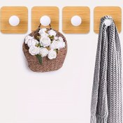 Resim 1 adet Minimalist Bambu Kanca, Banyo, Oturma Odası, Yatak Odası, Ev Çok Fonksiyonlu Askı için Havlu Giysi Şapka Askısı 
