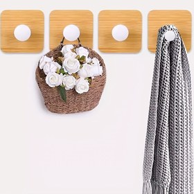 Resim 1 adet Minimalist Bambu Kanca, Banyo, Oturma Odası, Yatak Odası, Ev Çok Fonksiyonlu Askı için Havlu Giysi Şapka Askısı 