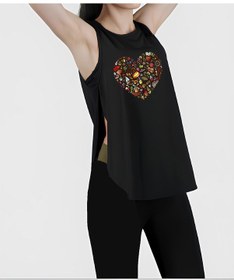 Resim Siyah Yırtmaçlı Espanol Heart Spor Kadın Atlet Siyah 