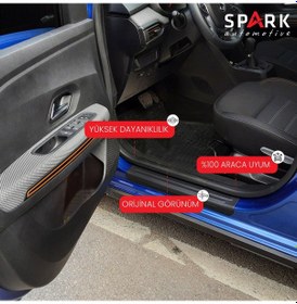 Resim Dacia Sandero 2021 Set 4 Parça Kapı Eşiği Siyah Mat Asa Kum Desen Standart 