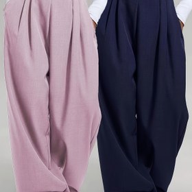 Resim 2 adet Kadın Geniş Bacaklı Pantolon - Yüksek Bel, Elastik Bel Bandı, Düz Renk (Pembe ve Mavi), Bol Kesim, Bahar/Yaz/Sonbahar için Rahat, Rahat ve Şık Stil, Tüm Mevsimler için Pantolon | Yüksek Bel Pantolon | Elastik Bel Bandı Pantolon 