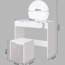 Resim Bimossa V20 Flora Tabureli Makyaj Masası - Meşe - Kumtaşı 