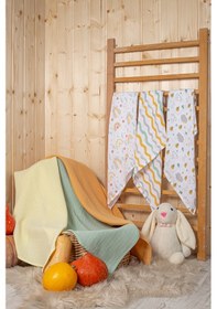 Resim 3 Desenli 3 Düz Renk Ile 6lı, Pamuk, Çok Amaçlı Müslin Çok Renkli 