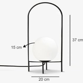Resim Bohhem Luna Gerçek Camlı Siyah Metal Gövdeli Masa Lambası Abajur Siyah 