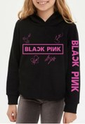 Resim GC GÖKHAN CLUB Çocuk Blackpink Imza Baskılı Siyah Sweatshirt 