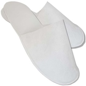 Resim 10 Çift Overloklu Beyaz Tela Otel Terliği Tek Kullanımlık Kullan At Beyaz 