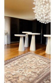 Resim Simillo Home&Living Wood Wooden Ahşap Krem Renk 3 lü Set Mantar Yan Sehpa Fiskos Çiçeklik Decorative 