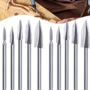 Resim 10 adet Oyma Matkap Uçları - Yüksek Hızlı Çelik Döner Oyma Araçları DIY Oyma, Ahşap İşleme ve Metal İşleme için - Hassas Kesme Kenarları, Güç Gerektirmez, Dayanıklı Metal Yapı, Oyma Aksesuarları, Ahşap İşleme Araçları, Şık Metalik Bitiş, Metalik Yapı 