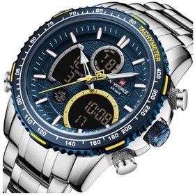 Resim Naviforce Gri Çelik Kordon Dijital/analog Erkek Kol Saati Nf-9182m-bluylw 