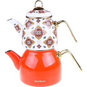 Resim Bambum Taşev Unique Emaye Çaydanlık Turuncu 