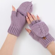 Resim Kadın Kışlık Sıcak Polar Astarlı, Lastikli Manşetli ve Başparmaklı Elbise - Peluş El Isıtıcıları, Yumuşak Mor/Pembe - Makinede Yıkanabilir, Soğuk Hava, Dış Mekan Aktiviteleri ve Günlük Giyim İçin Kışlık Eldivenler, Kışlık Eldivenler, Soğuk Hava Ekipmanları 