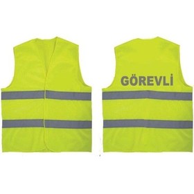 Resim Görevli Yazılı Sarı Renk Reflektörlü Ikaz Yeleği X 3 Adet Çok Renkli 