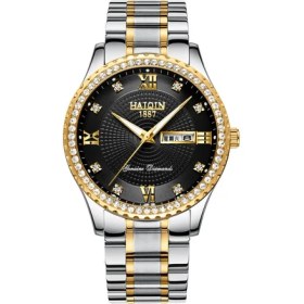 Resim 2xudc Siyah Haiqin Orijinal Lüks Altın Pırlanta Kuvars Izle Erkekler Için Paslanmaz Çelik Izle Su Geçirmez Relojes Hombre Özel Logo Kol Saati (Yurt Dışından) 