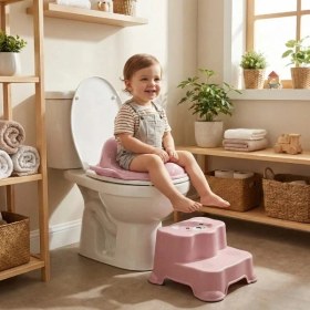 Resim Pembe Kulplu Çocuk Klozet Adaptörü 