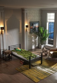 Resim Unimet Asos Tek Kişilik Ferforje Metal Karyola-siyah 