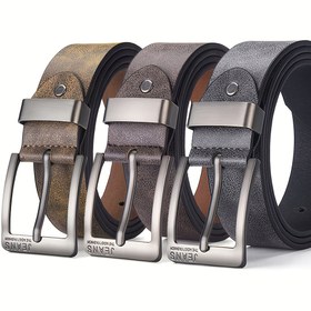 Resim 1 Adet Erkek Yüksek Kalite İğne Tokalı Kemer, PU Deri Metal İğne Toka, Günlük İş ve Şık Dekoratif Kemer, Pantolon ve Kot ile Uyumlu, Hediye Seçimi İçin İdeal 