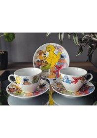 Resim Konyax Susam Sokağı 2 Kişilik Çay Fincanı Çok Renkli 