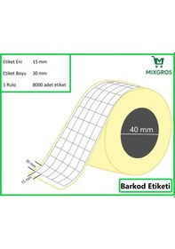 Resim 15x30 Mm Termal 5'li Ürün Barkod Etiketi 1 Rulo: 8000 Adet Etiket 