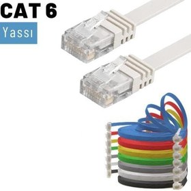 Resim IRENIS CAT6 Yassı Ethernet Network Lan İnternet Kablosu Beyaz 5 Metre 